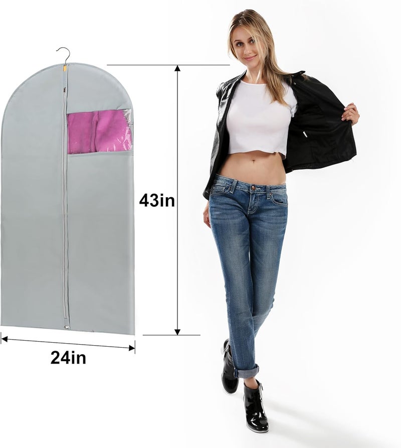 MS KITCHEN Garment Bags for Hanging Clothes Cover, Clear Window Suit Bags with Foldable Design for Closet Storage and Travel - 24" X 43"/ 4 Pack - Image 2